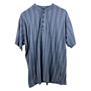 BenchLine Men XL Blue Shirt Short Sleeves 1/4 Button Up